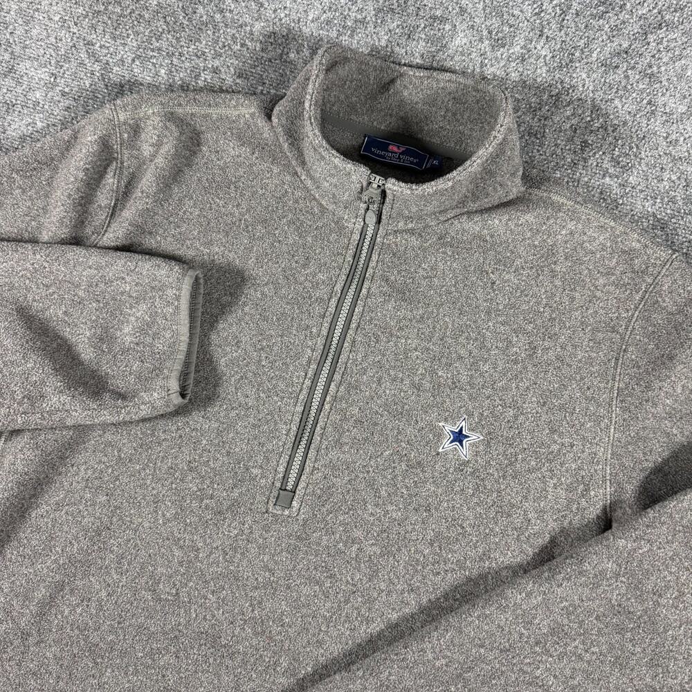 Vineyard Vines Dallas Cowboys 1/4 Zip Fleece Pullover Mens XL Gray NFL Star Logo